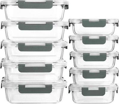 MCIRCO 20-Piece Glass Food Storage Containers Set, 10 Containers, 10