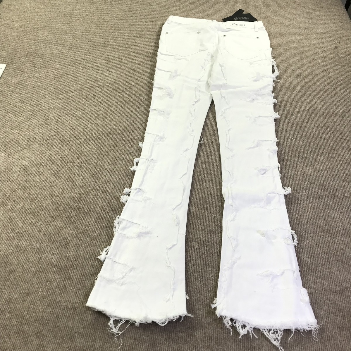 Guapi Jeans Mens 32 Distressed Flare Frayed Hem Designer Ripped