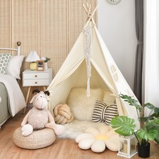 Kids Indian Canvas Teepee Play Tent Portable Playhouse Gift for Indoor Outdoor