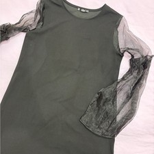 SHEIN Black Mini Dress with Sheer Sleeves