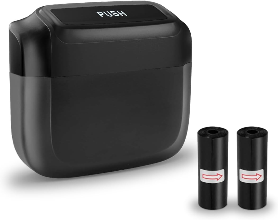 Mini Car Trash Can with Lid, Leakproof & Waterproof Auto Garbage  Color: Black