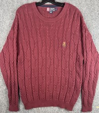 Vintage Chaps Ralph Lauren Cable Knit Jumper 90s Men's L Heavyweight Burgundy