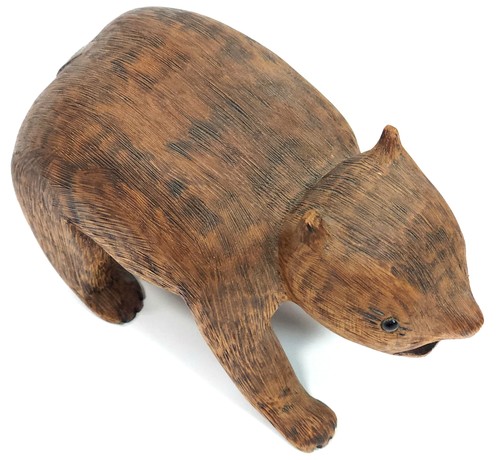 Vintage 1981 Helen Brown Folk Art Black Bear Cub Wood Carving Naïve Newfane NY - Picture 3 of 7