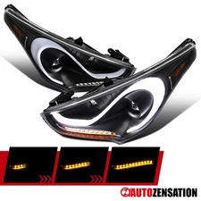 Sequential LED Fit 2012-2017 Hyundai Veloster Black Projector Headlights Lamps