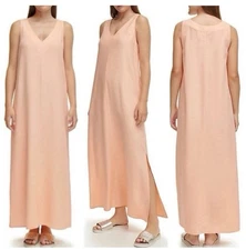 NWT DKNY Women’s Linen Blend peach soft orange maxi dress Sz Small