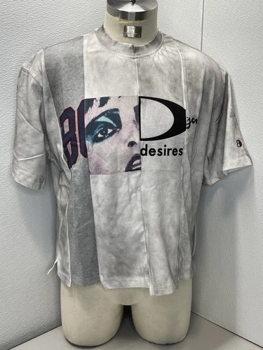 Bottega Desires Men's T-Shirt Ransom Patch Tee Size M Distressed White