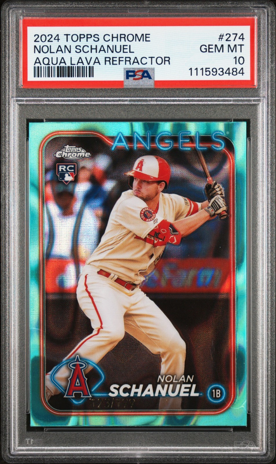 2024 Topps Chrome - Nolan Schanuel #274 Aqua Lava Refractor /199 (RC) PSA 10
