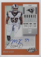 2018 Contenders Optic Rookie Ticket Orange Prizm /49 Micah Kiser #184 Auto 04tw