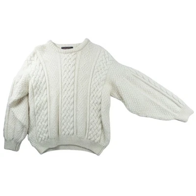 Murray Brothers Sweater Womens L Cream Wool Cableknit Fisherman Made in Scotland - Image 1 of 4
