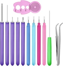 12 Pcs Paper Quilling Slotted Tool Curling Tools Kit Needle... 
