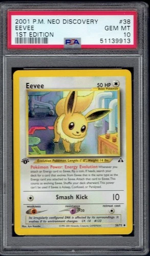 2001 Pokémon Eevee 1st Edition 38/75 PSA 10 (Neo Discovery)