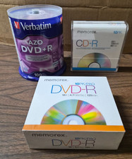 Blank Media Lot 120 Discs Verbatim AZO DVD R 100pk Memorex DVD-R CD-R New Sealed