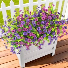 Artificial Flowers for Outdoors, 12 Bundles Multicolor Silk Fake Flower with ...