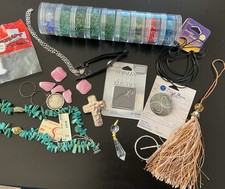 lot of beads/ jewelry making supplies - seed beads, pendants, tools, more