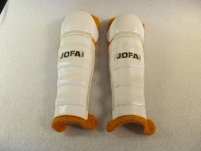 RARE ORANGE WHITE JOFA PADS SHIN GUARDS CA 39 CM  MC JIM GOOSE MOTORCYCLE MAD MA
