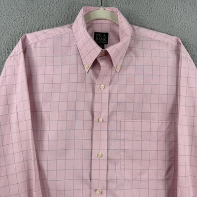 Jos. A. Bank Shirt Mens Medium Pink Check Traveler's Collection Long Sleeve - Image 1 of 4