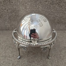 Vintage Silver Plated Roll-Top Caviar Dish / Butter Dish / Sweet Dish 