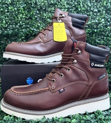 SUREWAY Waterproof Soft Toe Red/Wine Leather Work Boots 619-WP Mens Size 13