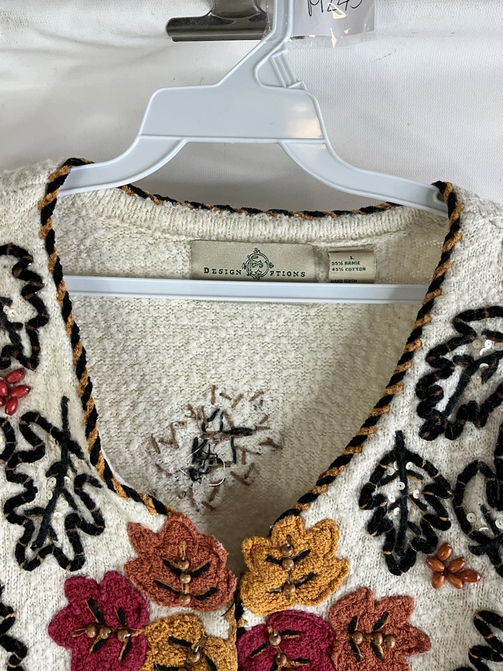 Vintage 90s Design Options Womens Large Fall Leaves Knit Cardigan Sweater - Image 4 of 4