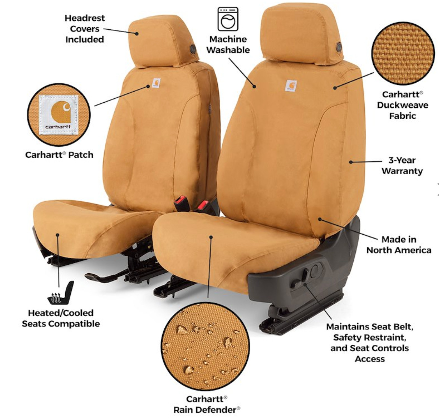 Covercraft Carhartt SSC7432CABN Ram Crew Cab Rear Seat Covers Brown
