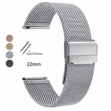 Quick Release 22mm Milanese Mesh Stainless Steel Watch Band Strap Men Women