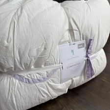 POTTERY BARN KIDS STRIPE BOW COMFORTER, TWIN 100% COTTON ~ LAVENDER