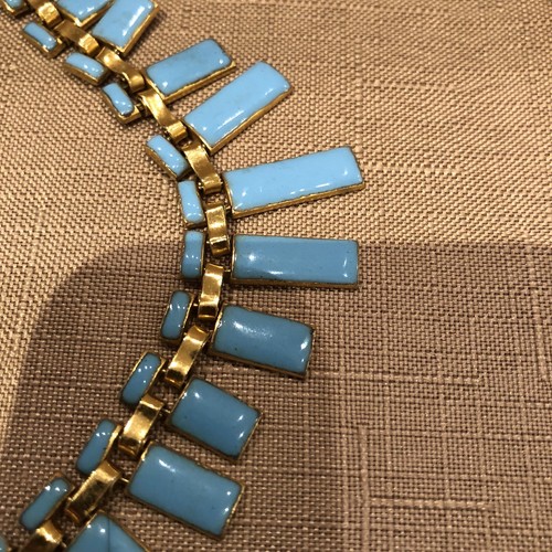 Splendido set collana e orecchini smaltati art deco stile egiziano vintage - Foto 4 di 5