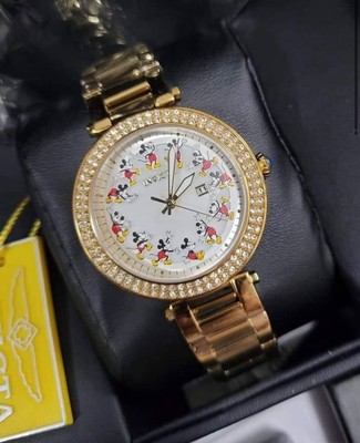 New Invicta Disney  Mickey Mouse Women 38mm LtdEd White MOP Dial Gold Tone Watch