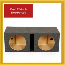 QPower QBASS Dual 12-Inch Heavy Duty Car Audio Subwoofer Enclosure Box Charcoal