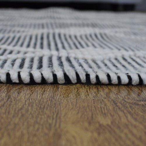 Hand Woven Flat Weave Kilim Wool & Cotton 5'x7'6'' Area Rug Contemporary Black - Picture 6 of 8