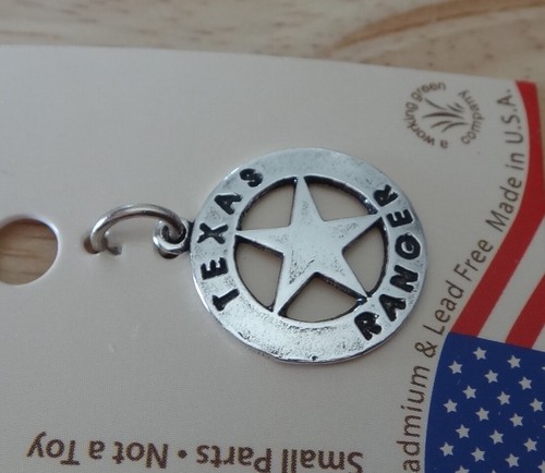 Plata Esterlina Pequeña 15 mm State dice Texas Ranger Insignia con Dije de Estrella - Imagen 10 de 12
