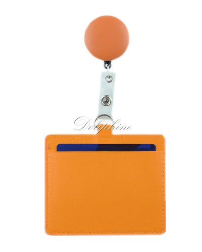 Retractable PU Leather Reel attached Horizontal ID Badge Holder- free Alligator - Picture 17 of 17