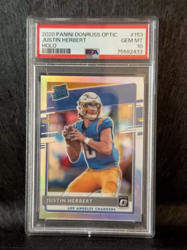 2020 Optic Justin Herbert Rated Rookie Silver Holo PSA 10