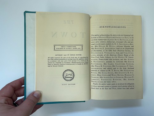 The Town Conrad Richter 1950 Hardcover First Edition Ex-Library - Picture 6 of 13
