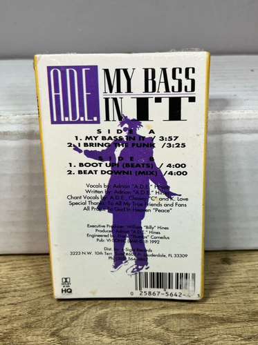 MC ADE - My Bass In It - Cassette Single - 1992 Sight Records 90's Rap - Sealed - Picture 2 of 3