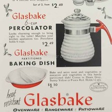 1952 Glasbake Glass Percolator Hottles Casserole Baking photo art decor print ad