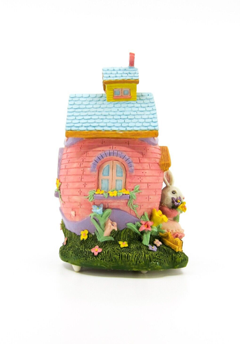NEW Enesco Easter Bunny Floral Pink Egg Cute Church House Musical Sound Box - Picture 2 of 6