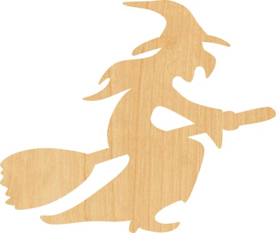 Witch Laser Cut Out Wood Shape Craft Supply - Woodcraft Cutout