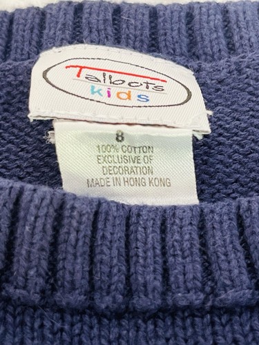 Talbot's Kids Pullover Sweater Vest V-Neck Navy Blue w/Green Kitty Cat Size 8 - Picture 3 of 6