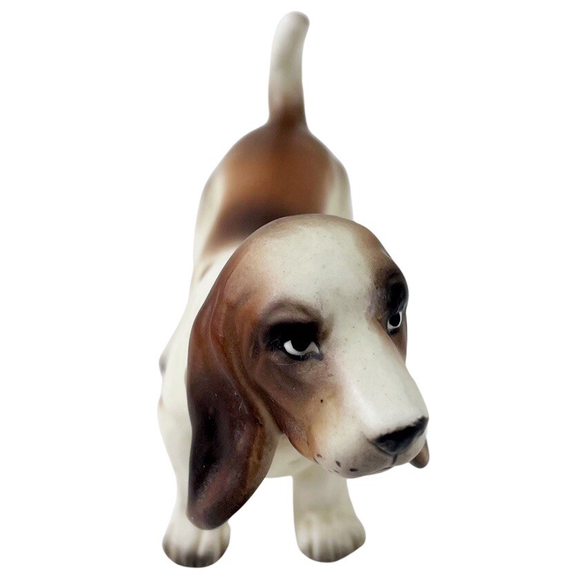 Vintage Lefton Ceramic Dog Basset Hound Figurine Hunting Japan C674