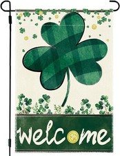 St Patrick's Day Welcome Garden Yard Seasonal Flag 12x18 Shamrocks Leaf Clover