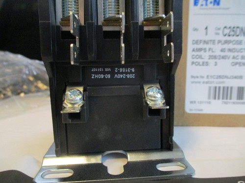 NIB Eaton C25DNJ340 Definite Purpose Contactor: 3-Poles, 208/240V 50/60Hz Coil - Picture 6 of 10