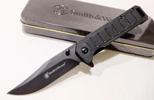 Smith & Wesson Black Spring Open Assisted Tactical Folding Pocket Knife EDC A/O
