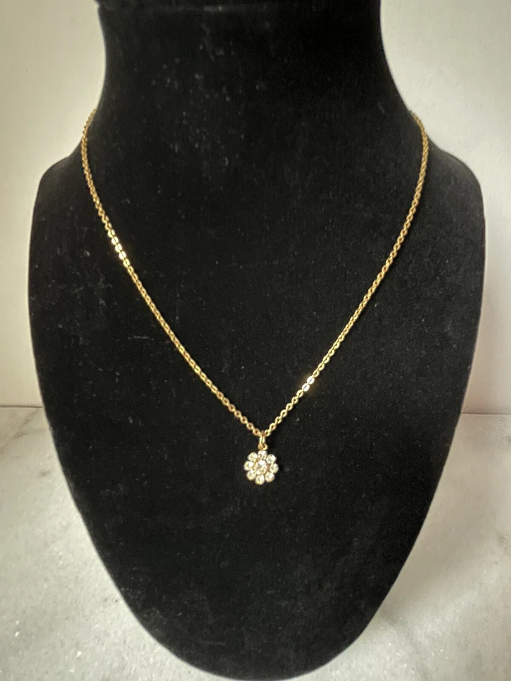 "Collar colgante de flores de oro de 16""" Foto 2 de 4