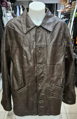 GENERICO used leather jacket men man size 54 brown LLR76