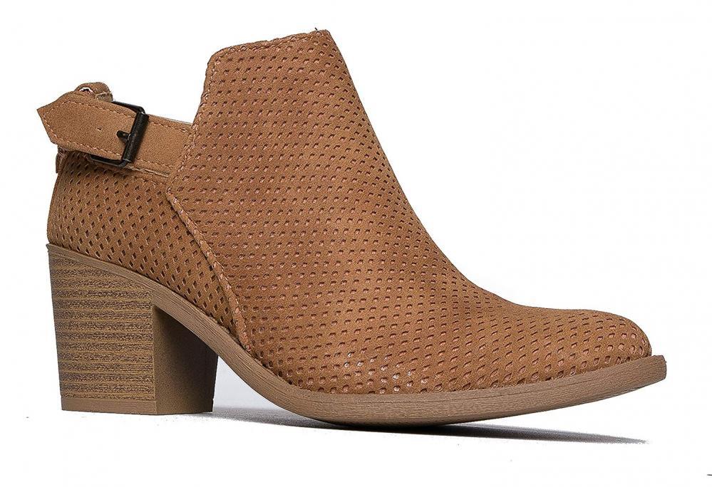 J. Adams High Heel Buckle Ankle Boot - Slip On Stacked Bootie - Comfortable... J. Adams High Heel Buckle Ankle Boot - Slip On Stacked Bootie - Comfortable...
