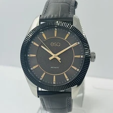 ESQ By Movado Brown/Silver Leather 41mm Stainless Steel Watch EQS0153