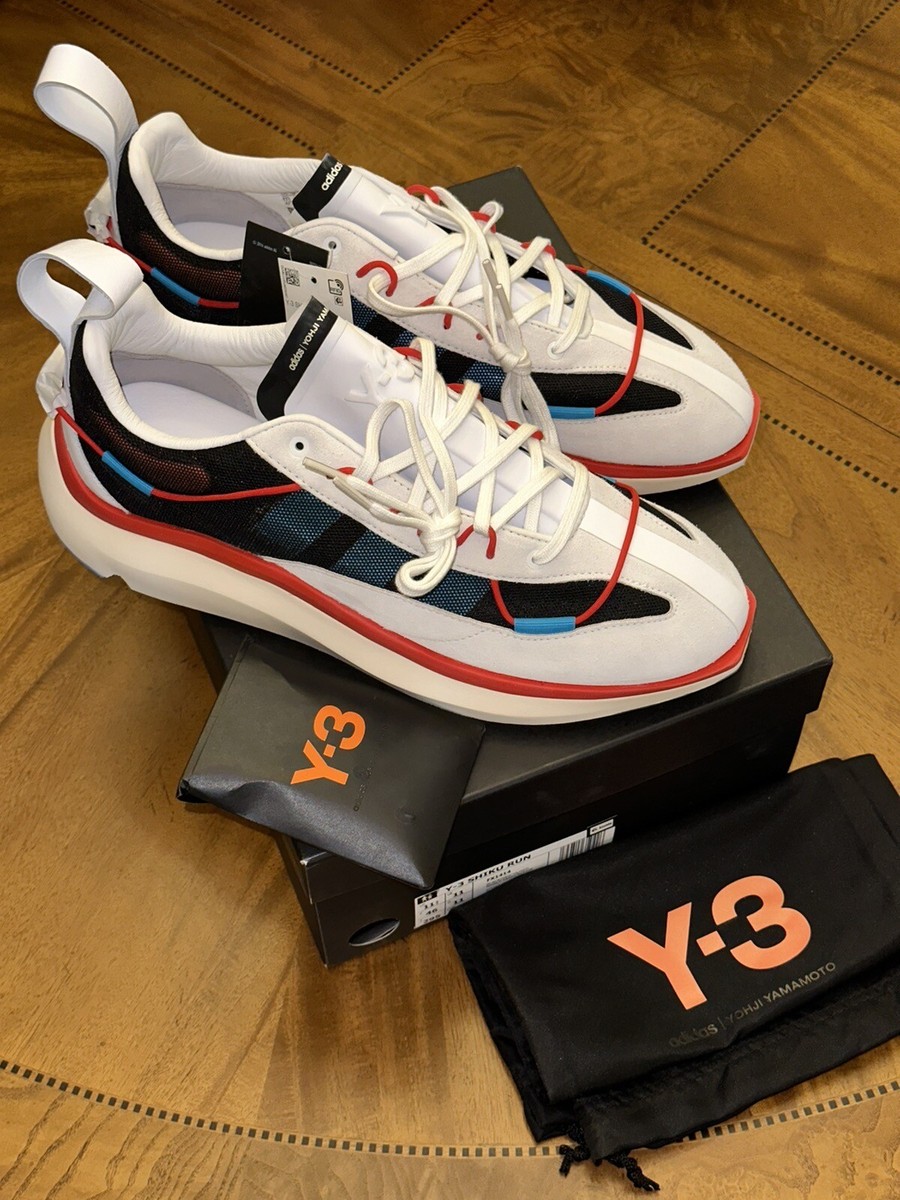 Adidas Y-3 Shiku Run Suede Mesh Shoe Black/Cyan/Red Mens Size US NEW  Box