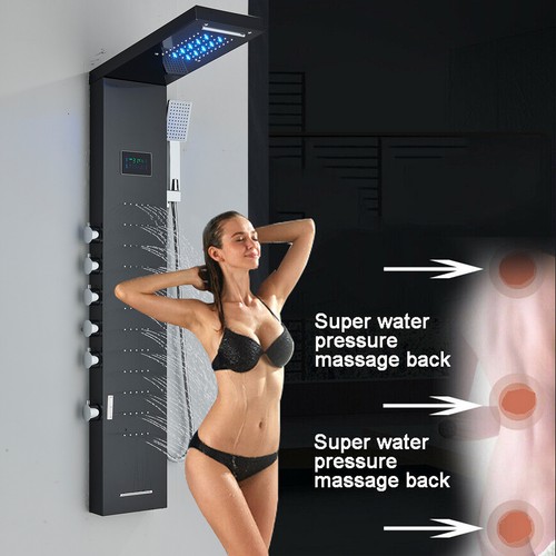 Duschpaneel Edelstahl LED Wasserfall Regendusche Massage Duschsäule Duscharmatur - Bild 107 von 220