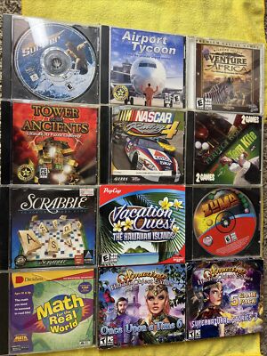 12 Pc Games Wildlife / Airport tycoon￼ Championship Surfer Nascar Racing Zuma￼